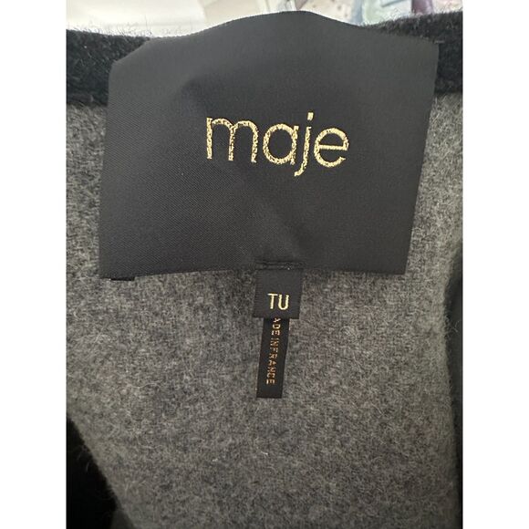 MAJE Womens Gilla Jacquard Fringe Wool Blend Cardigan Jacket - Picture 8 of 11